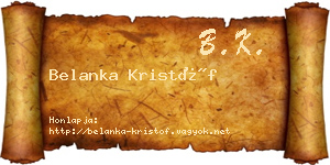 Belanka Kristóf névjegykártya
